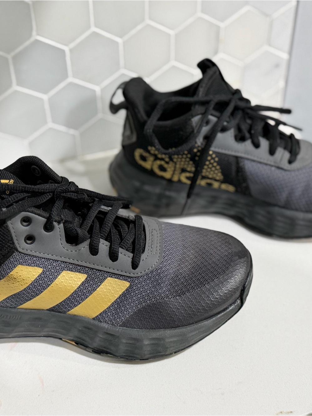 adidas Men’s Black and Gold Athletic Running Shoes